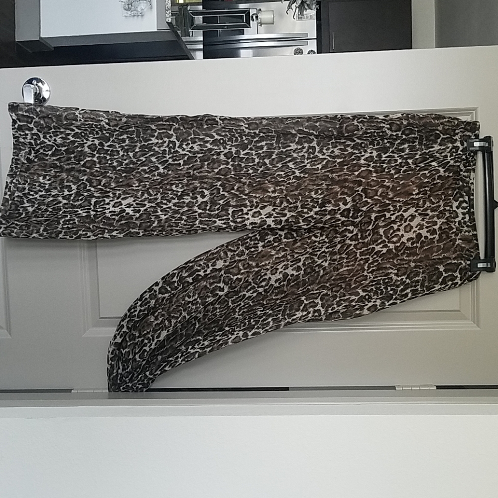 Leopard sheer flowy pants